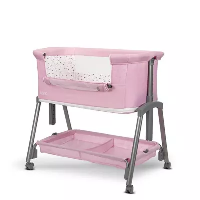 Patuturi pliabile - Patut Co Sleeper copii, Layla 2 in 1, cu latura pliabila, reglabil pe inaltime, sistem anti-reflux, Pink, bebelorelli.ro