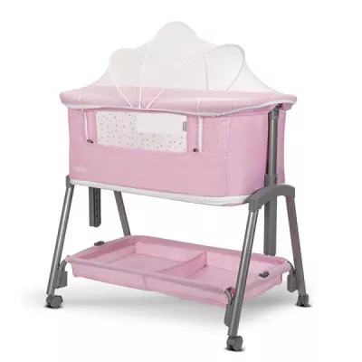Patut Co Sleeper copii, Layla 2 in 1, cu latura pliabila, reglabil pe inaltime, sistem anti-reflux, Pink