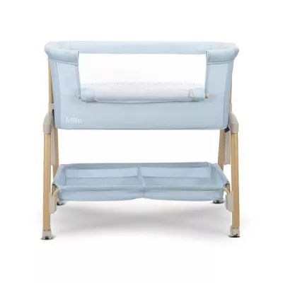 Patut Co Sleeper, Millie, 0 Luni+, max. 9 kg, inaltime reglabila 7 pozitii, sistem antireflux, plasa de tantari, saltea inclusa, Blue