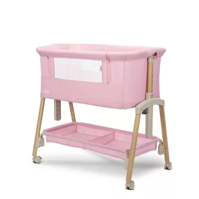 Patut Co Sleeper, Millie, 0 Luni+, max. 9 kg, inaltime reglabila 7 pozitii, sistem antireflux, plasa de tantari, saltea inclusa, Pink