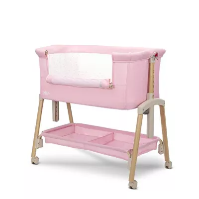 Patuturi pliabile - Patut Co Sleeper, Millie, 0 Luni+, max. 9 kg, inaltime reglabila 7 pozitii, sistem antireflux, plasa de tantari, saltea inclusa, Pink, bebelorelli.ro
