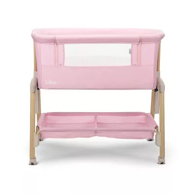 Patut Co Sleeper, Millie, 0 Luni+, max. 9 kg, inaltime reglabila 7 pozitii, sistem antireflux, plasa de tantari, saltea inclusa, Pink
