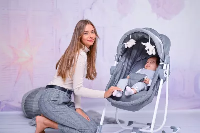 Patut leagan pentru nou nascut 2 in 1, Alicante, Pink
