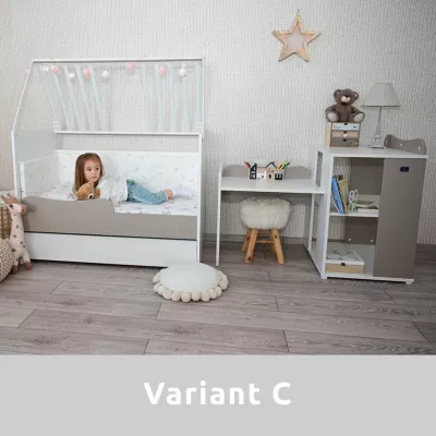 Patut modular multifunctional, 5 confirgurari diferite, 190 x 72 cm, Multi, White & Amber