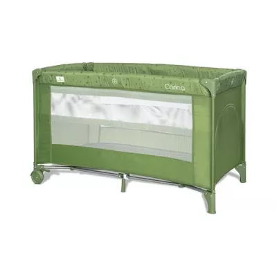 Patut pliabil, Carina, 2 nivele, deschidere laterala cu fermoar, prevazut cu roti cu frana, Green Stars
