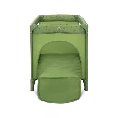 Patut pliabil, Carina, 2 nivele, deschidere laterala cu fermoar, prevazut cu roti cu frana, Green Stars