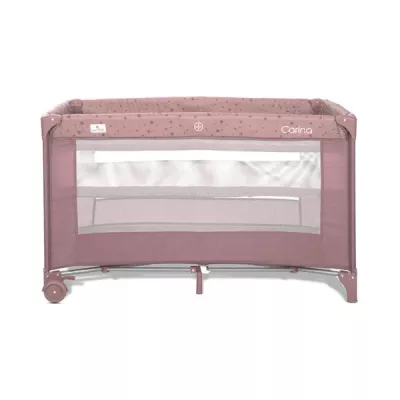 Patuturi pliabile - Patut pliabil, Carina, 2 nivele, deschidere laterala cu fermoar, prevazut cu roti cu frana, Pink Stars, bebelorelli.ro