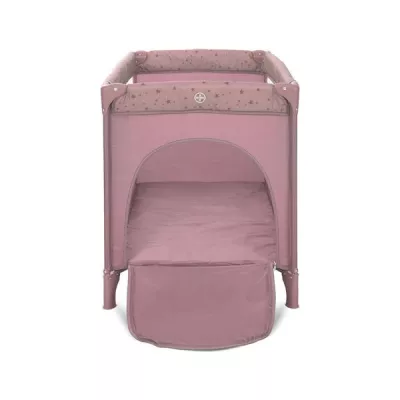 Patut pliabil, Carina, 2 nivele, deschidere laterala cu fermoar, prevazut cu roti cu frana, Pink Stars