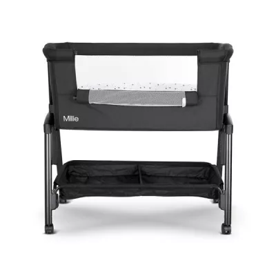 Patut pliabil, Millie, 0 Luni+, max. 9 kg, inaltime reglabila 7 pozitii, sistem antireflux, plasa de tantari, saltea inclusa, Black
