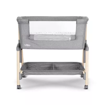 Patut pliabil, Millie, 0 Luni+, max. 9 kg, inaltime reglabila 7 pozitii, sistem antireflux, plasa de tantari, saltea inclusa, Grey