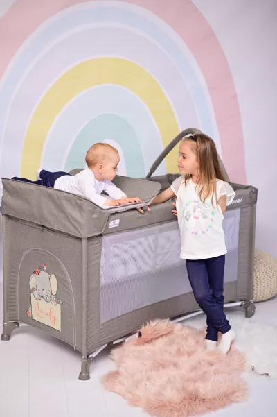 Patut pliabil Noemi Plus, 2 nivele cu accesorii, Cool Grey Star