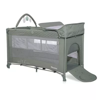 Patut pliabil Noemi Plus, 2 nivele cu accesorii, Iceberg Green Star