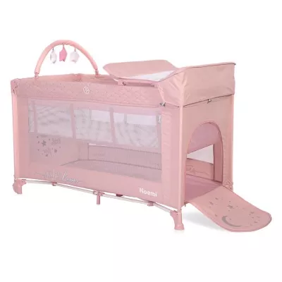 Patut pliabil Noemi Plus, 2 nivele cu accesorii, Mellow Rose Star