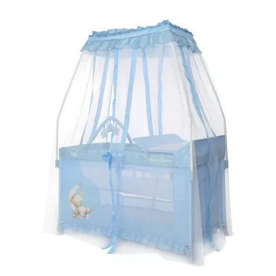 Patuturi pliabile - Patut pliabil stil baldachin Magic Sleep, cu accesorii, Blue Moon Sleeping Bear, bebelorelli.ro