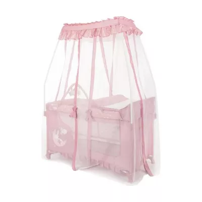 Patuturi pliabile - Patut pliabil stil baldachin, Magic Sleep, masa de infasat, accesorii, Pink, bebelorelli.ro