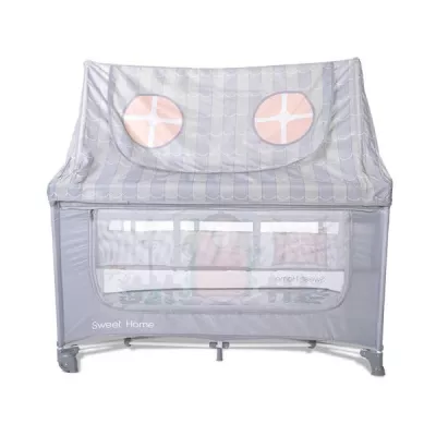 Patuturi pliabile - Patut pliabil, Sweet Home, 2 nivele, capotina detasabila, Grey, bebelorelli.ro