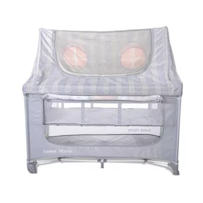 Patut pliabil, Sweet Home, 2 nivele, capotina detasabila, Grey