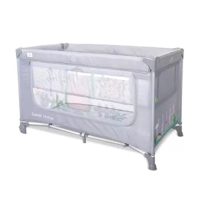 Patut pliabil, Sweet Home, 2 nivele, capotina detasabila, Grey