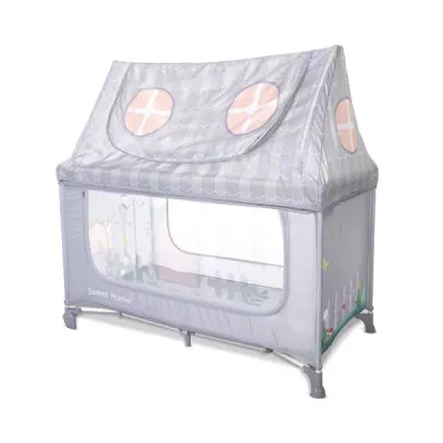 Patut pliabil, Sweet Home, 2 nivele, capotina detasabila, Grey
