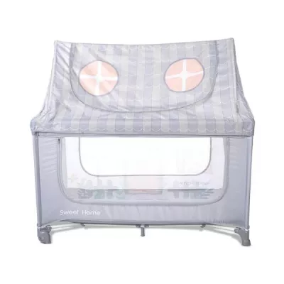 Patut pliabil, Sweet Home, 2 nivele, capotina detasabila, Grey