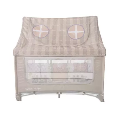 Patut pliabil, Sweet Home, 2 nivele, capotina detasabila, Beige