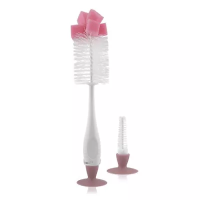 Perie de curatat biberoane, tetine si cani cu ventuza pentru fixare, Blush Pink