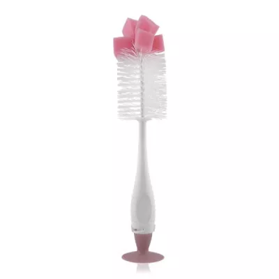 Accesorii igiena - Perie de curatat biberoane, tetine si cani cu ventuza pentru fixare, Blush Pink, bebelorelli.ro