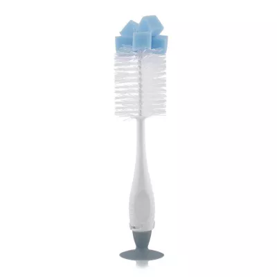 Accesorii igiena - Perie de curatat biberoane, tetine si cani, cu ventuza pentru fixare, Light Blue, bebelorelli.ro