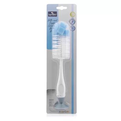 Perie de curatat biberoane, tetine si cani, cu ventuza pentru fixare, Light Blue