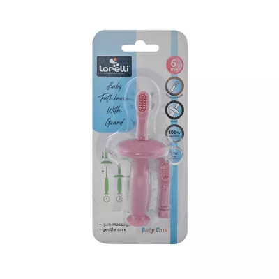 Accesorii igiena - Periuta de dinti din silicon pentru bebelusi, 6 luni+, Blush Pink, bebelorelli.ro
