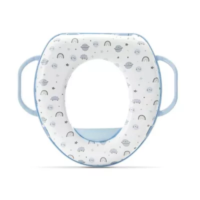 Reductoare WC - Reductor moale pentru toaleta, cu manere laterale, protectie anti-stropire, Planets Blue, bebelorelli.ro