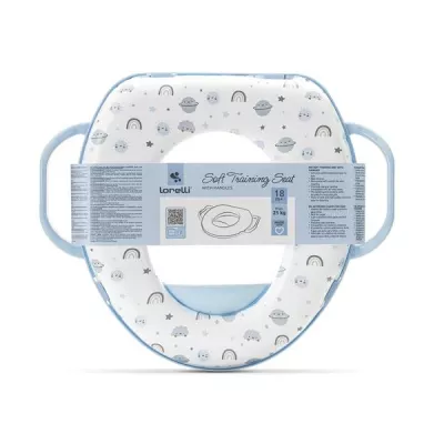 Reductor moale pentru toaleta, cu manere laterale, protectie anti-stropire, Planets Blue