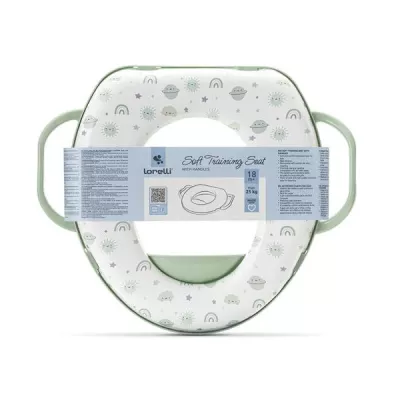 Reductor moale pentru toaleta, cu manere laterale, protectie anti-stropire, Planets Green