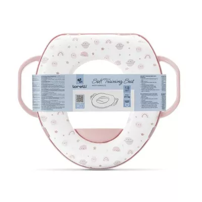 Reductor moale pentru toaleta, cu manere laterale, protectie anti-stropire, Planets Pink