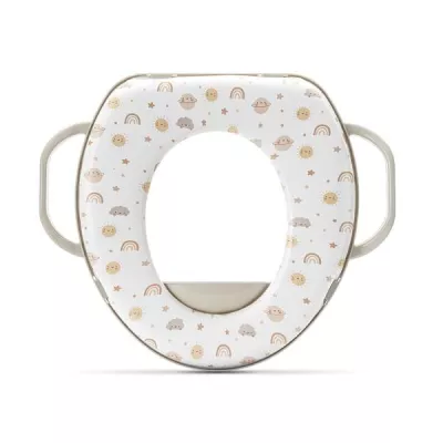 Reductor moale pentru toaleta, cu manere laterale, protectie anti-stropire, Planets Beige