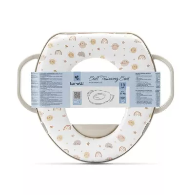 Reductor moale pentru toaleta, cu manere laterale, protectie anti-stropire, Planets Beige