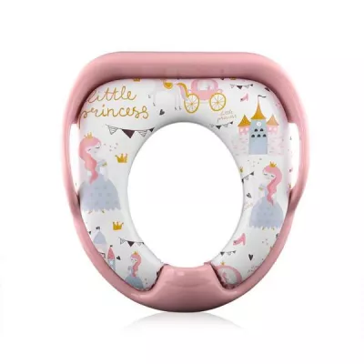 Reductoare WC - Reductor moale pentru toaleta, cu manere, model universal, Pink Princess, bebelorelli.ro