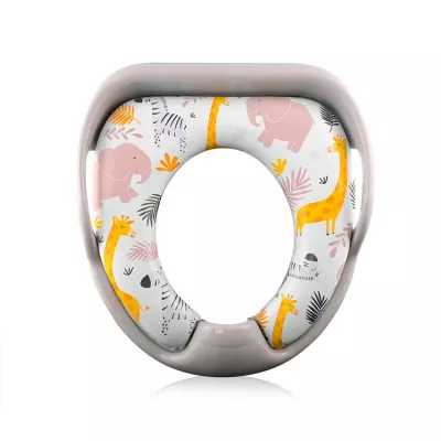 Reductoare WC - Reductor moale pentru toaleta, cu manere, model universal, Animals Grey, bebelorelli.ro