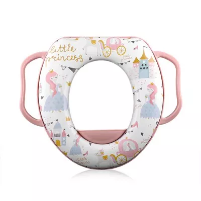 Lichidare de Stoc - Reductor moale pentru toaleta, cu manere, Princess Pink, bebelorelli.ro