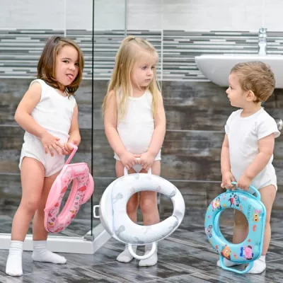 Reductor moale pentru toaleta, cu manere, Animals Grey