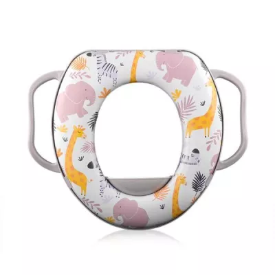 Lichidare de Stoc - Reductor moale pentru toaleta, cu manere, Animals Grey, bebelorelli.ro