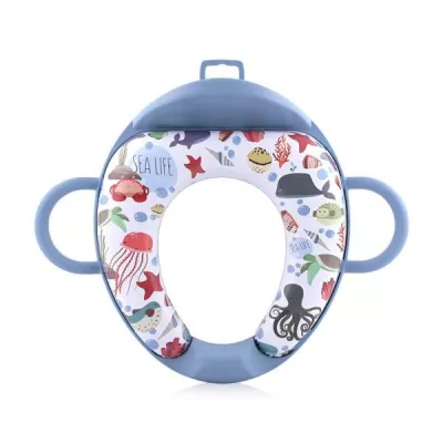 Lichidare de Stoc - Reductor  moale pentru  toaleta, cu manere si spatar, Ocean Blue, bebelorelli.ro