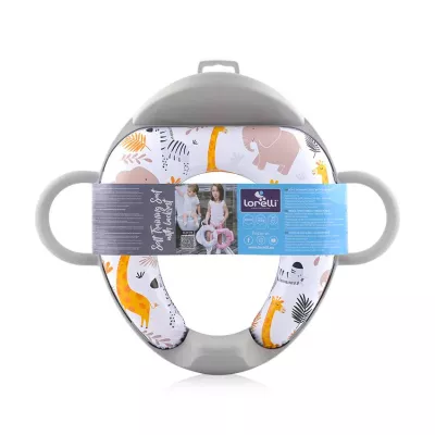 Reductor  moale pentru  toaleta, cu manere si spatar, Animals Grey