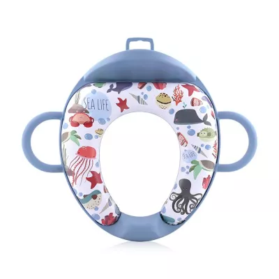 Reductoare WC - Reductor  moale pentru  toaleta, cu manere si spatar, Ocean Blue, bebelorelli.ro