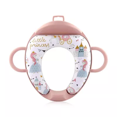 Reductoare WC - Reductor  moale pentru  toaleta, cu manere si spatar, Princess Pink, bebelorelli.ro
