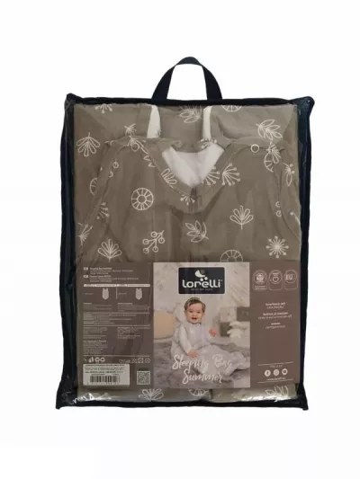Sac de dormit de vara, 85 cm, bumbac ranforce, Grey & Beige Leaves