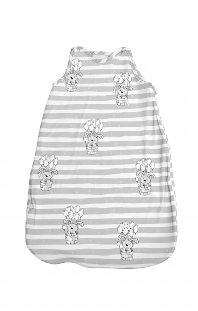 Sac de dormit, primavara/vara, pentru copii cu inaltimea maxima de 95 cm, Grey Striped