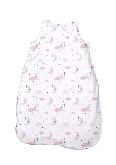 Sac de dormit, primavara/vara, pentru copii cu inaltimea maxima de 95 cm, Pink Moons & Stars