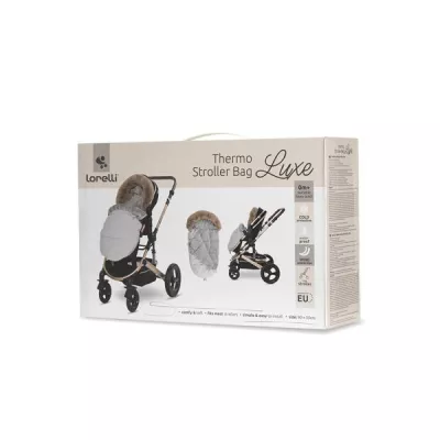 Accesorii carucioare - Sac termic de iarna pentru carucior, captuseala polar, impermeabil, cu blanita detasabila, Luxe Beige, bebelorelli.ro