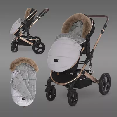 Accesorii carucioare - Sac termic de iarna pentru carucior, captuseala polar, impermeabil, Luxe Grey, bebelorelli.ro